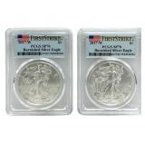 (2) 2017-W Burnished American Silver Eagles PCGS S