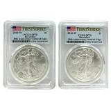 (2) 2016-W Burnished American Silver Eagles PCGS S