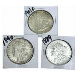 1889, 1890 & 1901-O United States Morgan Silver Do