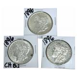 (3) 1896 United States Morgan Silver Dollars