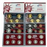 (2) 2008 United States Mint Silver Proof Sets