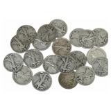 $10 Face Value Of Mixed Date 90% Silver Walking Li