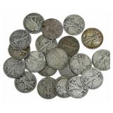 $10 Face Value Of Mixed Date 90% Silver Walking Li