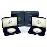 (2) 2003-W American Silver Eagle Proof Coins