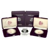 (2) 1987-S American Silver Eagle Proof Coins