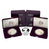 (2) 1990-S American Silver Eagle Proof Coins