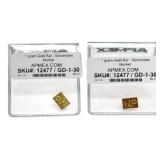 (2) Swiss Valcambi 1 Gram .999 Fine Gold Bars