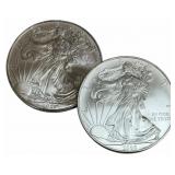 (2) 2008 United States Silver American Eagle 1 Oun