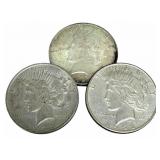 (3) 1922 United States Peace Silver Dollars