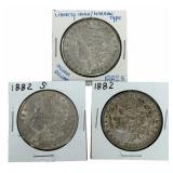 (2) 1882-S & (1) 1882 United States Morgan Silver
