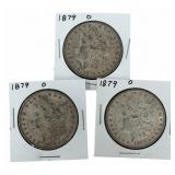 (3) 1879-O United States Morgan Silver Dollars