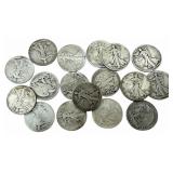 $8.50 Face Value Of Mixed Date 90% Silver Walking