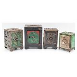 (4) Cast Iron Ornate Still Safe Banks
