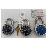 (3) Master Lock Co. Combination Dial Cut Away Padl