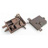 (2) Antique Door Locking Mechanisms w/ Skeleton Ke