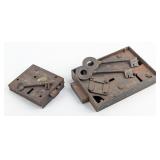 (2) Antique Door Lock Mechanisms w/ Skeleton Keys