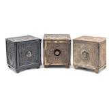 (3) Cast Iron Center Door Dial Safe Still Banks