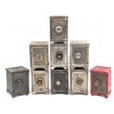 (9) Cast Iron State Safe Banks
