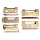 (5) Antique Brass Sliding Padlocks