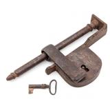 Antique Forged Gate Lock w/ Key