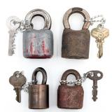 (4) Antique Heavy Padlocks w/ Keys