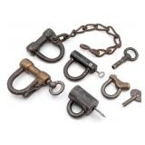 (5) Antique Shackles & Padlock