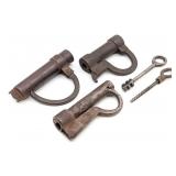 (3) Early Screw Key Barrel Padlocks