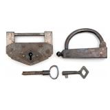 Antique Chinese & Unmarked Shackle Locks w/ Keys
