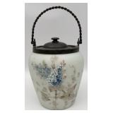 Antique Mt. Washington Glass Floral Biscuit Jar