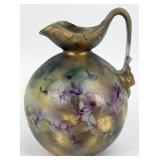 Antique Nippon 'Violets' Hand-Painted Small Pitc