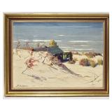 Frank Dudley Indiana Dunes 'Beach Building' Oil