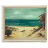 C. Grott 'Dunes Scene' Oil On Canvas Board Paint