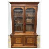 Antique Victorian Walnut Two-Piece Bookcase