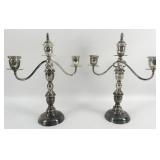 Pair Of .950 Fine Silver 3-Light Candelabras In St