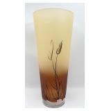 Large Polish Womar Glass Abstract Cattail Vase