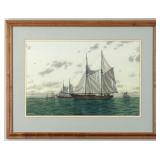 1982 James Griffiths Sail Ships Watercolor Paintin