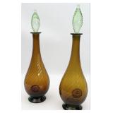 Pair Of Vintage Denmark Holmegaard Art Glass Decan
