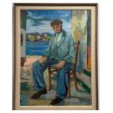 George Cermak Old Man Sitting By The Sea Oil Paint