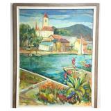 George Cermak Village Harbor Oil Painting On Canva