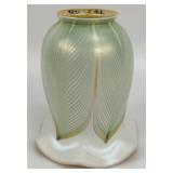 Signed Quezal Art Glass Pearl & Gold Iridescent La