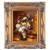L. Szabo Floral Still Life Oil On Board Painting