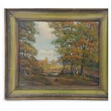 Antique Impressionistic Autumn Forest Landscape Oi