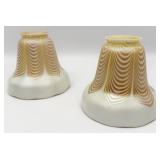 Pair Of Steuben Pearl & Gold Iridescent Art Glass