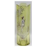 Victorian Mary Gregory Style Enamel Painted Yellow