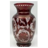Large Vintage Egermann Bohemian Ruby Cut To Clear
