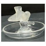 Lalique France 'Sparrow' Crystal Ring Dish/Pin T