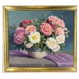 Edna S. Cathell 'Floral Still Life' Oil On Canva