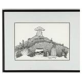 1992 Troy L. Whitethorne Native American Ink Drawi