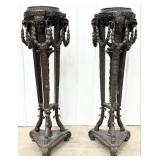 Pair Of Monumental Art Nouveau Rams Head Bronze Pe