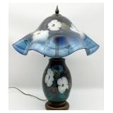 1978 Charles Lotton Blue Multi Flora Art Glass Lam